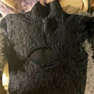 GUESS Black Short Sleeve Lace Mini Dress